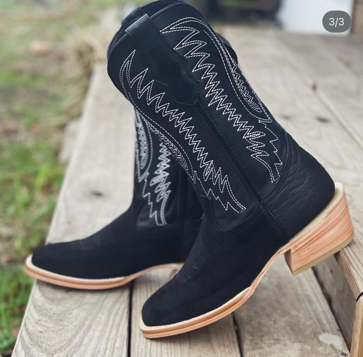 Black Roughout Square Toe