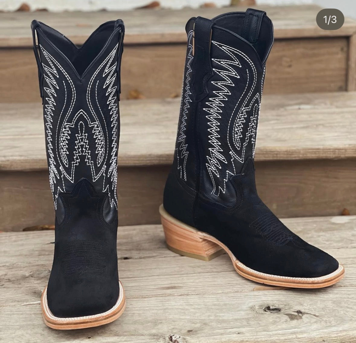 Black Roughout Square Toe
